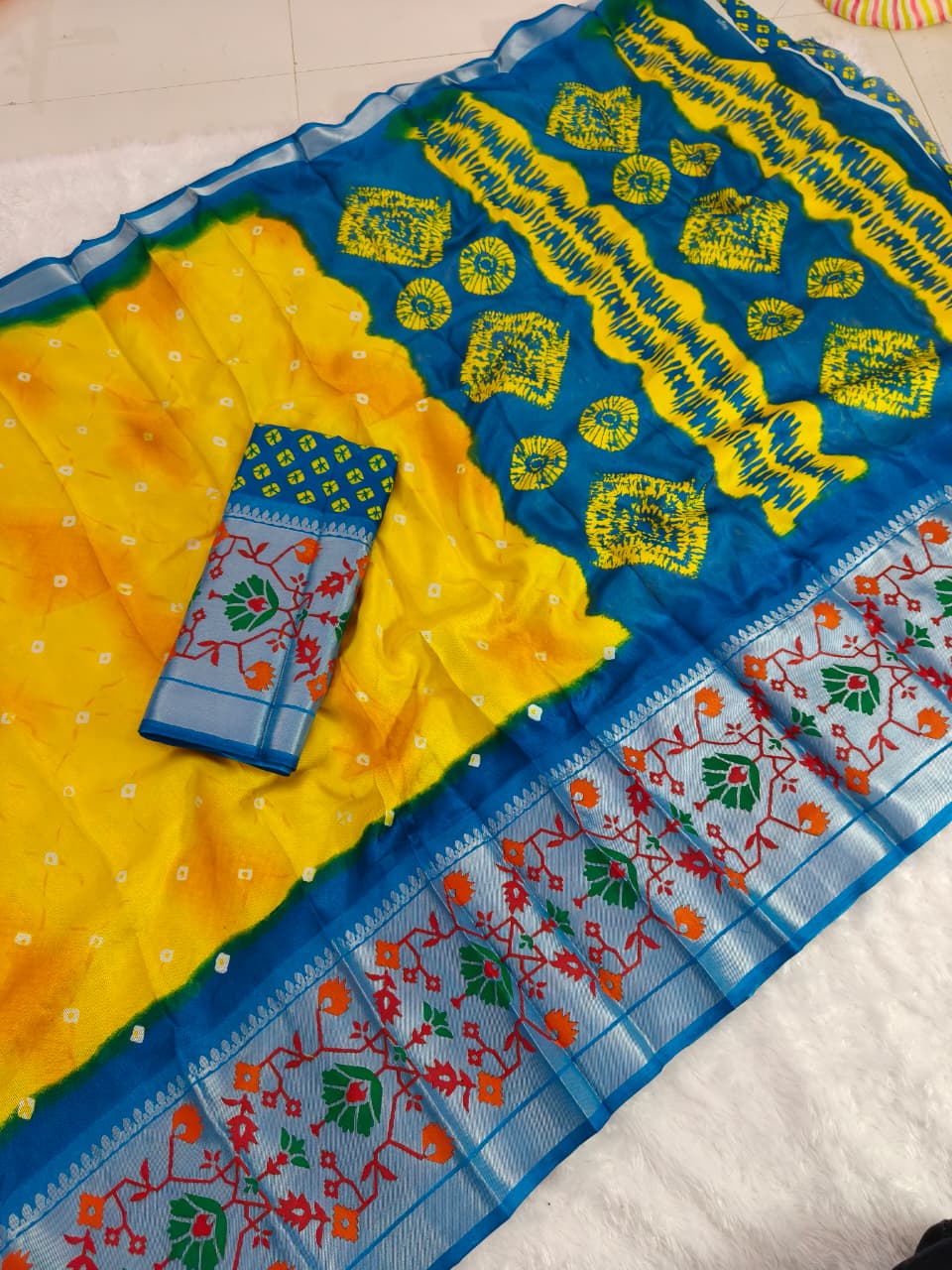 Yellow Glow Leheriya Designer Saree for Women