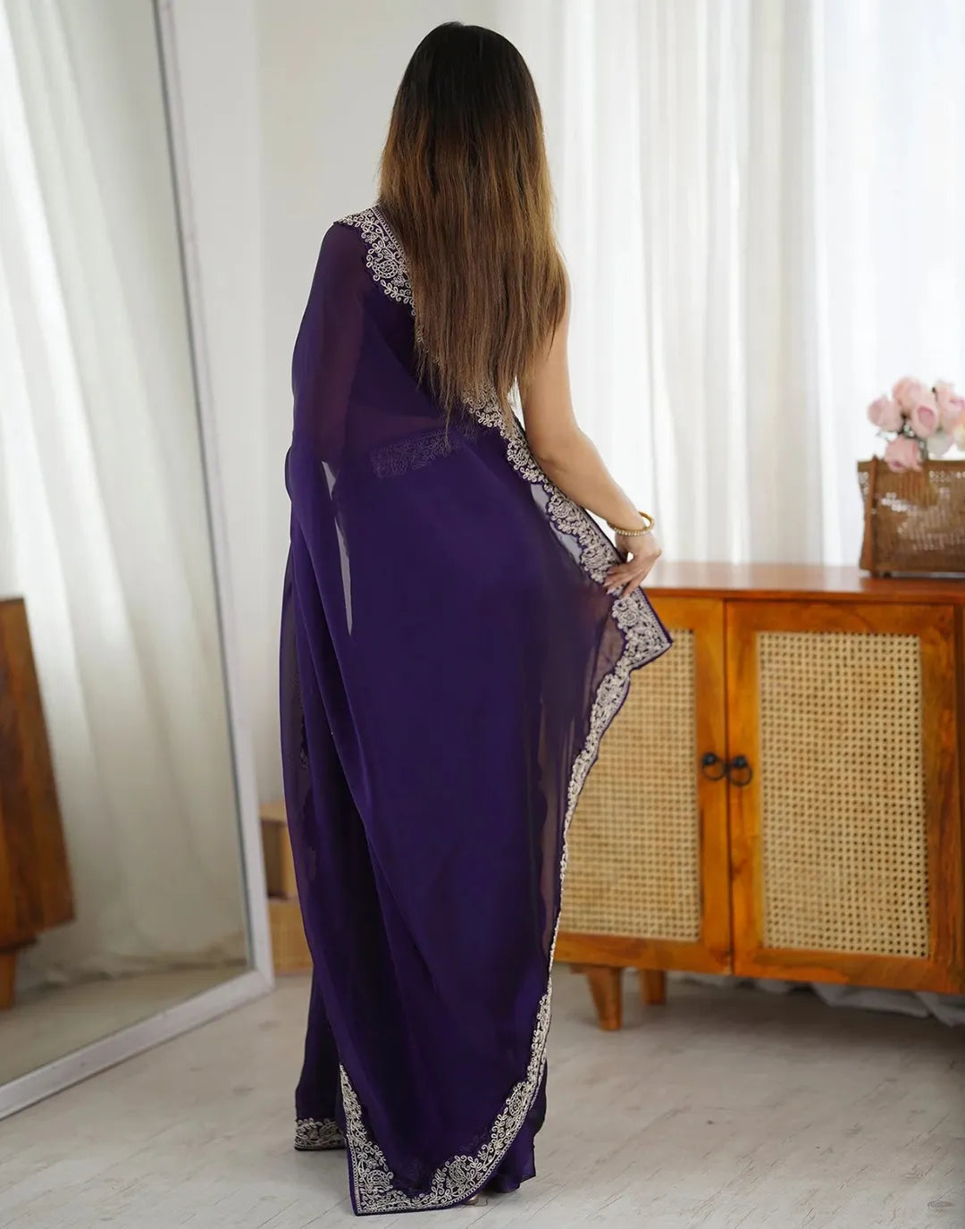 Buy Royal Blue Silk Saree with Zari Work | varnavi Clothing