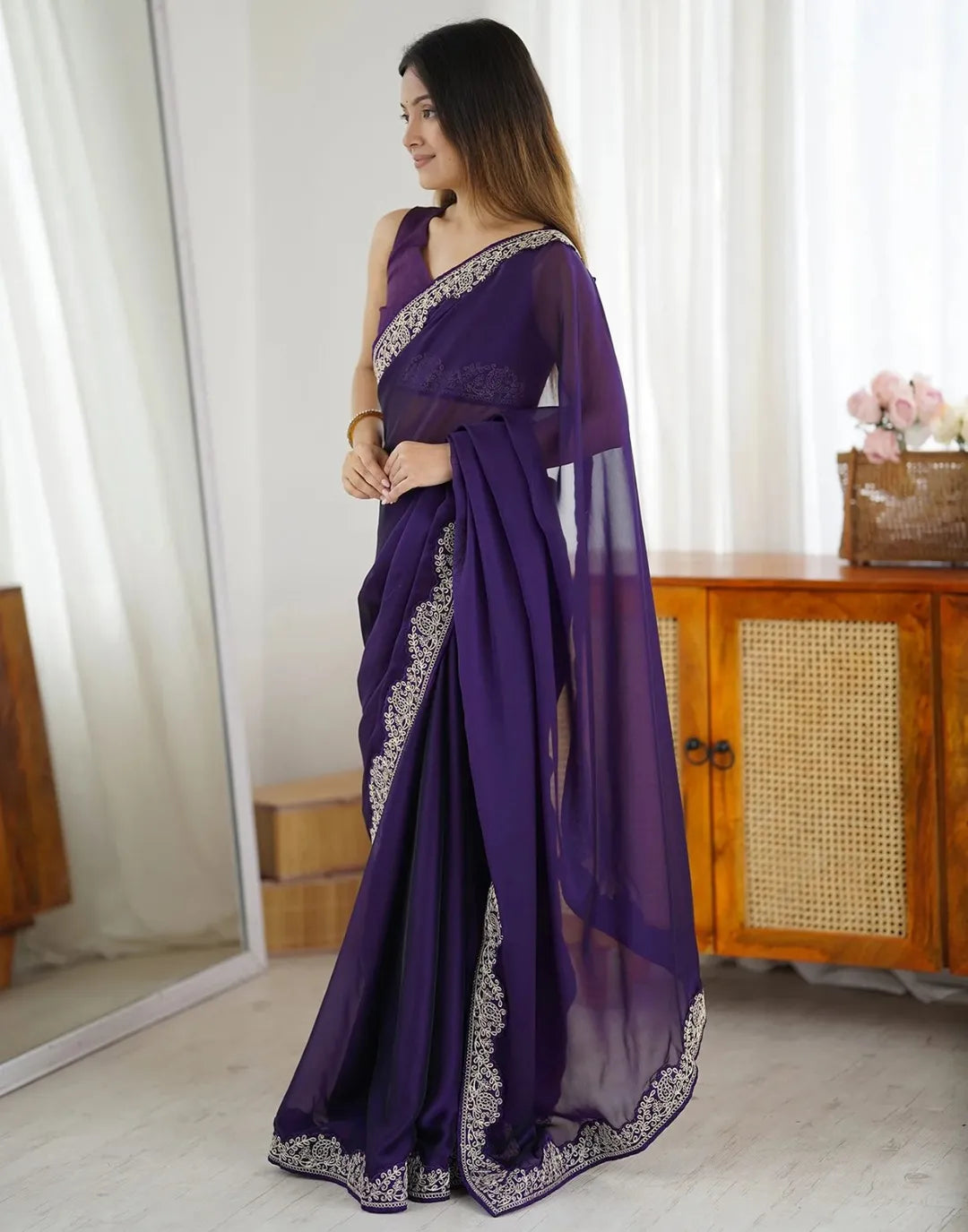 Buy Royal Blue Silk Saree with Zari Work | varnavi Clothing