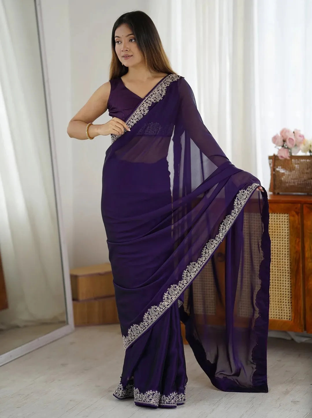 Buy Royal Blue Silk Saree with Zari Work | varnavi Clothing