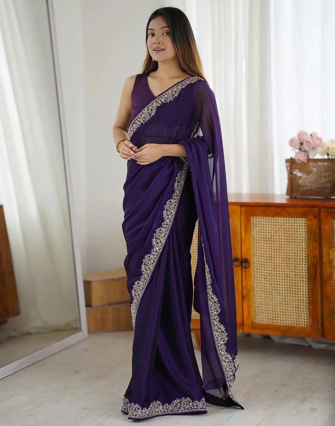 Buy Royal Blue Silk Saree with Zari Work | varnavi Clothing
