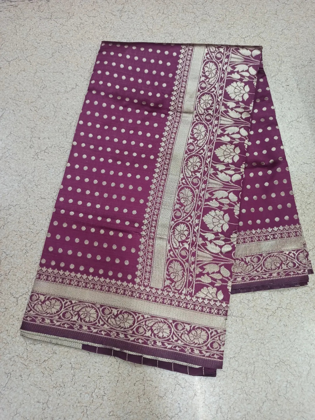 Maroon Cotton Saree with Zari Work for Wedding