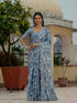 Powder Blue Floral Heavy Chinnon Ready to Wear Saree for Women