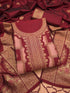 Maroon Paithani Style Zari Woven Unstitched Suit Material for Women