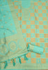 Mint Green Paithani Style Zari Woven Unstitched Suit Material