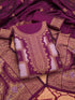 Royal Purple Paithani Style Zari Woven Unstitched Suit Material