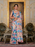 Multicolor Floral Print Ready To Wear Chinnon Saree for Women