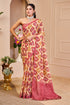 Cream Pink Tissue Handloom Cotton Saree With Zari Weave for Women
