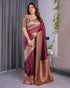 Maroon Banarasi Soft Silk Saree with Zari Border for Women
