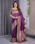 Purple Banarasi Soft Silk Saree with Elegant Zari & Jacquard