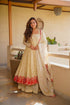 Cream Embroidered Silk Anarkali Suit Set with Sarara for Women