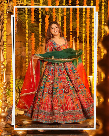 Multicolor Embroidered Crepe Maxi Suit Set for Festive Wear for Women