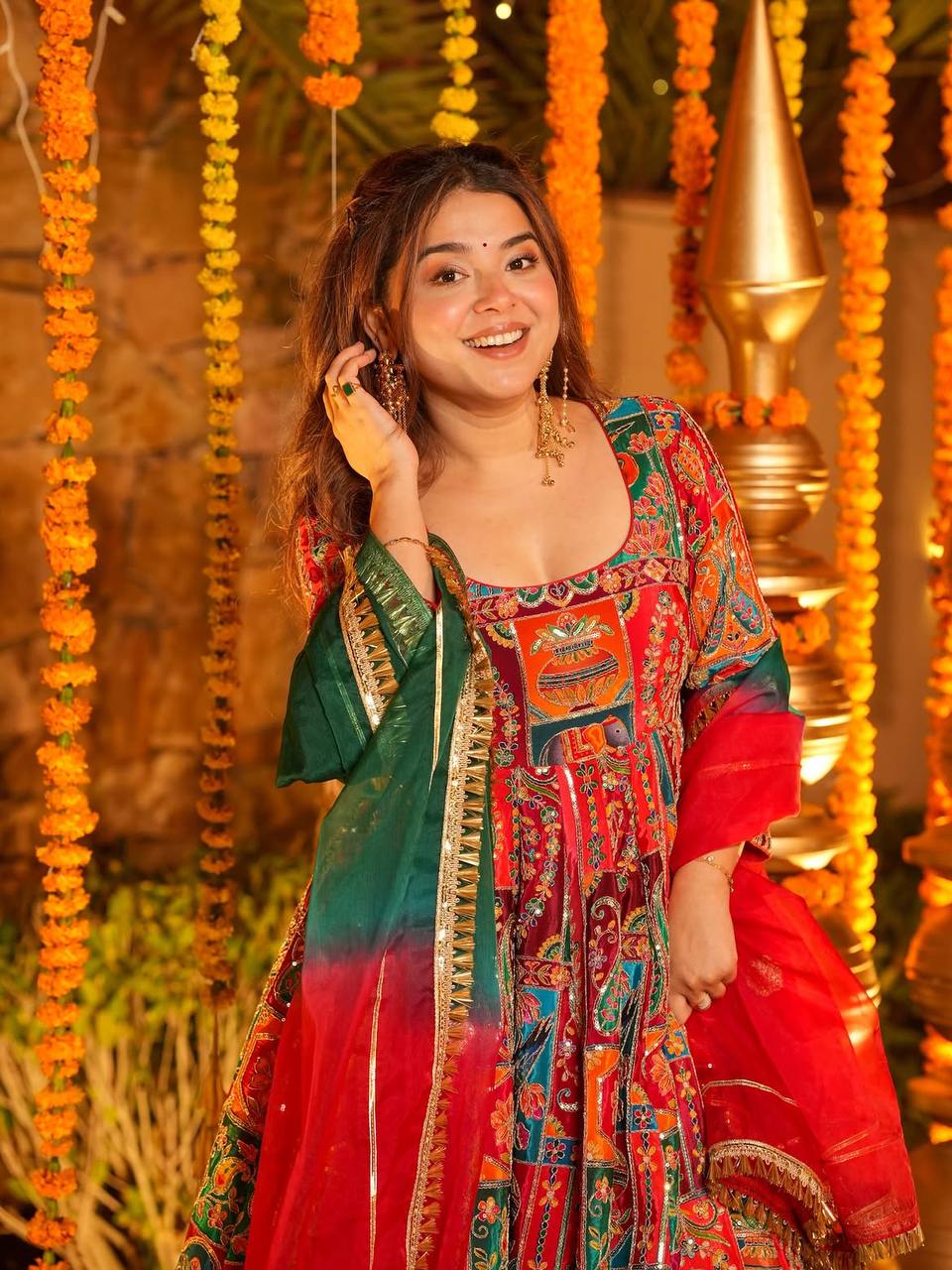 Multicolor Embroidered Crepe Maxi Suit Set for Festive Wear for Women