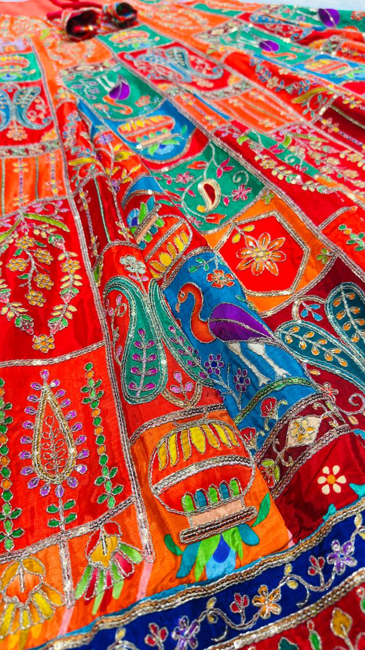 Multicolor Embroidered Crepe Maxi Suit Set for Festive Wear for Women