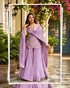 Lavender Zari Sequins Sarara 3 Piece Suit Set for Women