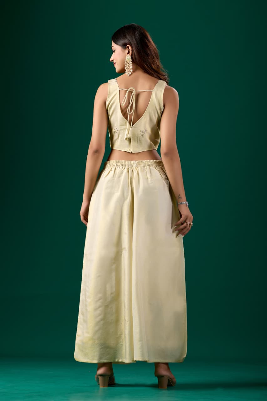 Women’s Embroidered Crop Top &amp; Jacket Palazzo Set for Women