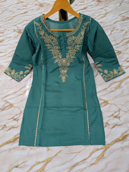 Pastel Blue Chanderi Silk Embroidered Sarara Set for Women