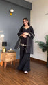 Black Heavy Silk Crepe Kurta Set with Sequence Embroidery for Women