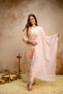 Peach Assam Silk Kurta Set with Printed Organza Dupatta for Women