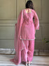 Pink Crunchy Silk Kurta Pant Set with Diamond Work, Dupatta for Women