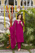 Magenta Viscose Chanderi Kurta Set with Embroidered Dupatta for Women