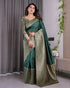 Deep Green Banarasi Soft Silk Saree With Golden Zari Border for Women