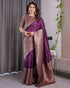 Royal Purple Banarasi Soft Silk Saree With Rich Zari Border for Women