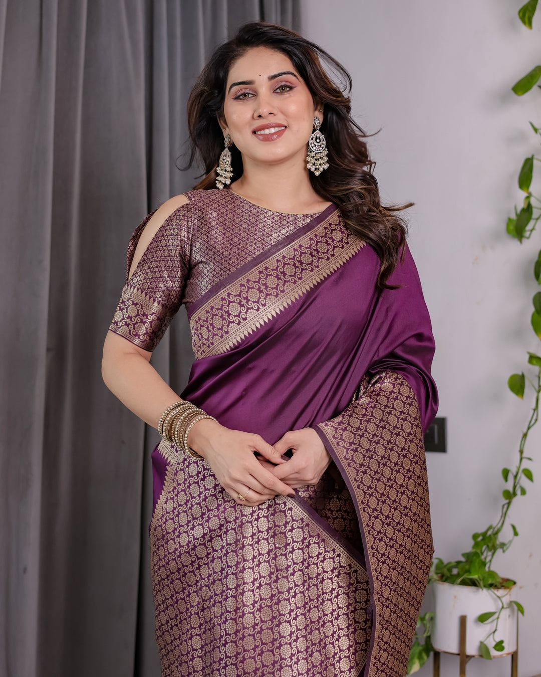 Royal Purple Banarasi Soft Silk Saree With Rich Zari Border for Women