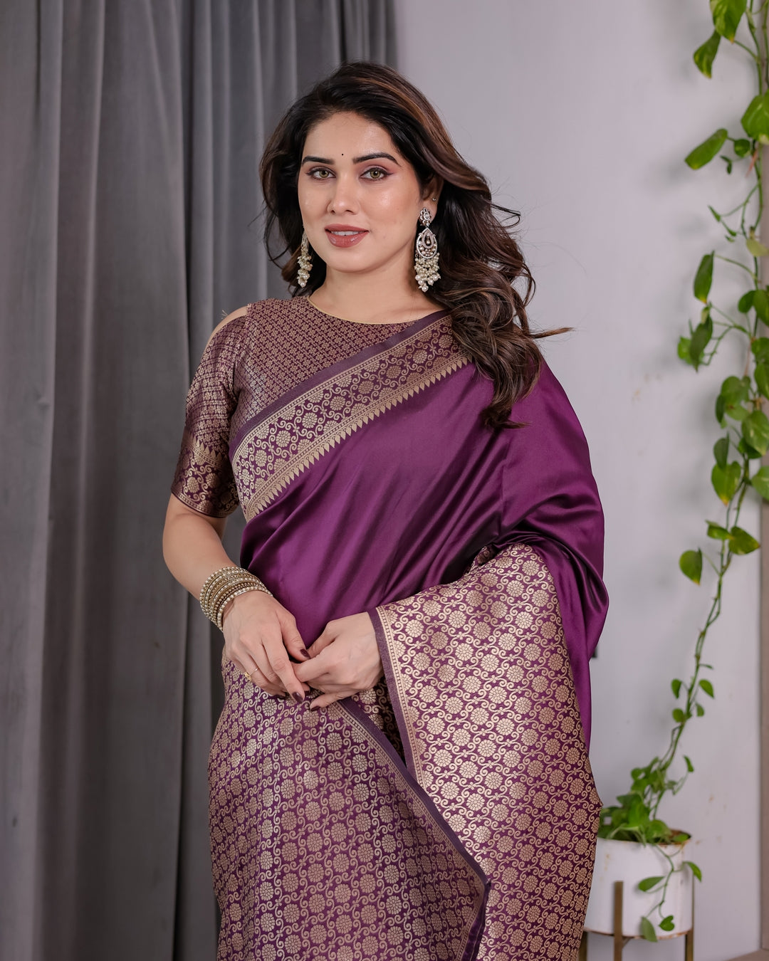 Royal Purple Banarasi Soft Silk Saree With Rich Zari Border for Women