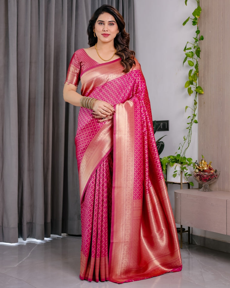 Magenta Banarasi Soft Silk Zari Saree for Women
