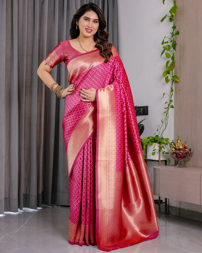 Magenta Banarasi Soft Silk Zari Saree for Women