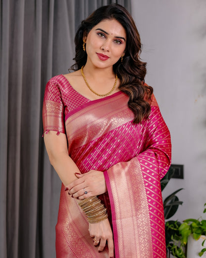 Magenta Banarasi Soft Silk Zari Saree for Women