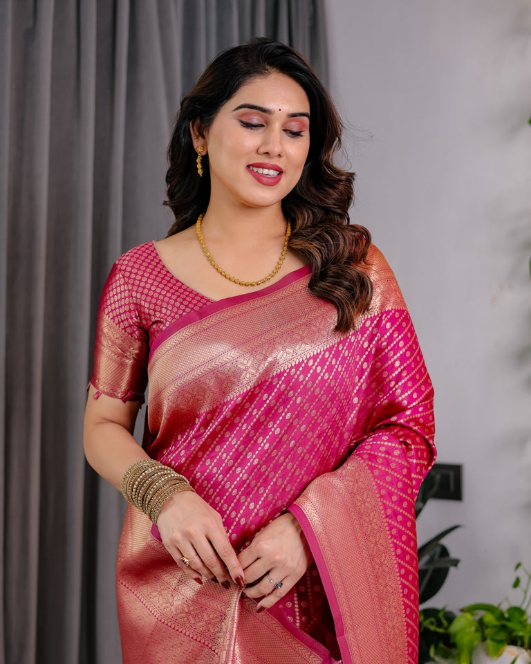 Magenta Banarasi Soft Silk Zari Saree for Women