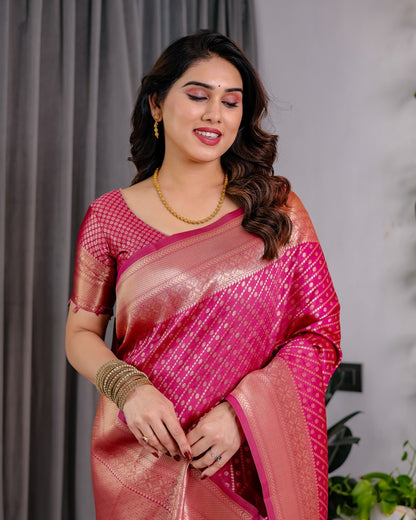 Magenta Banarasi Soft Silk Zari Saree for Women
