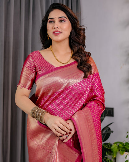 Magenta Banarasi Soft Silk Zari Saree for Women