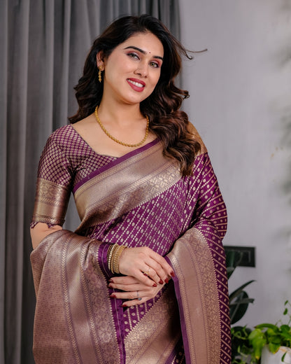 Purple Banarasi Soft Silk Zari Saree for Women