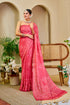 Pink Tissue Handloom Cotton Saree with Bandhani Print Work for Women