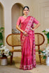Pink Tissue Handloom Cotton Saree With Zari Weave for Women