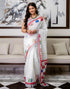 Multicolor Linen Cotton Floral Saree with Blouse for Women