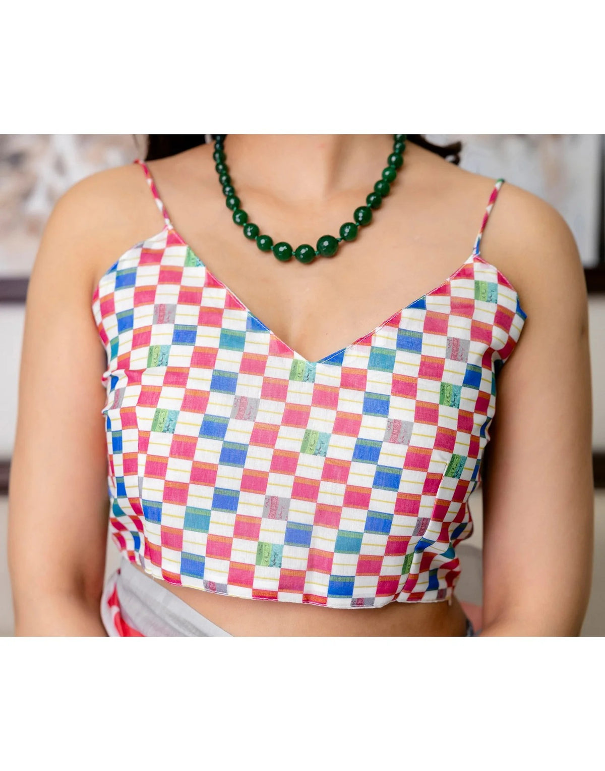 Multicolor Linen Cotton Floral Saree with Blouse for Women