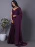 Wine Fandy Solid Saree With Blouse by for Women