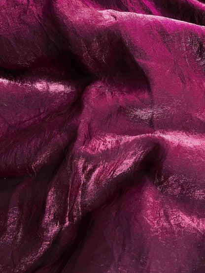 Magenta Fandy Solid Shimmer Saree With Blouse for Women