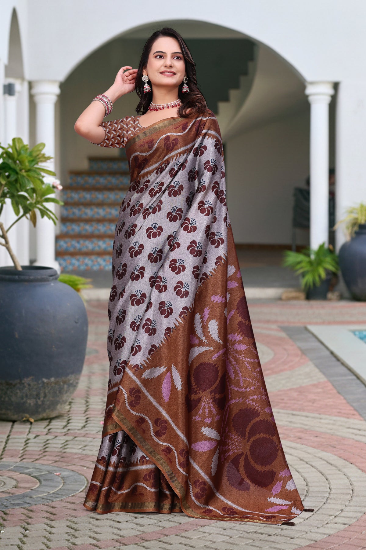 Printed Mal Cotton Saree With Designer Pallu by for Women