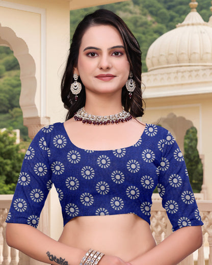 Green Mal Cotton Printed Saree for Women