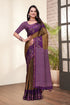 Purple Mal Cotton Printed Saree & Blouse Set for Women