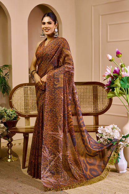 Floral Tissue Handloom Cotton Saree With Zari for Women