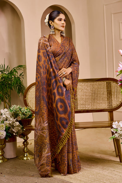 Floral Tissue Handloom Cotton Saree With Zari for Women