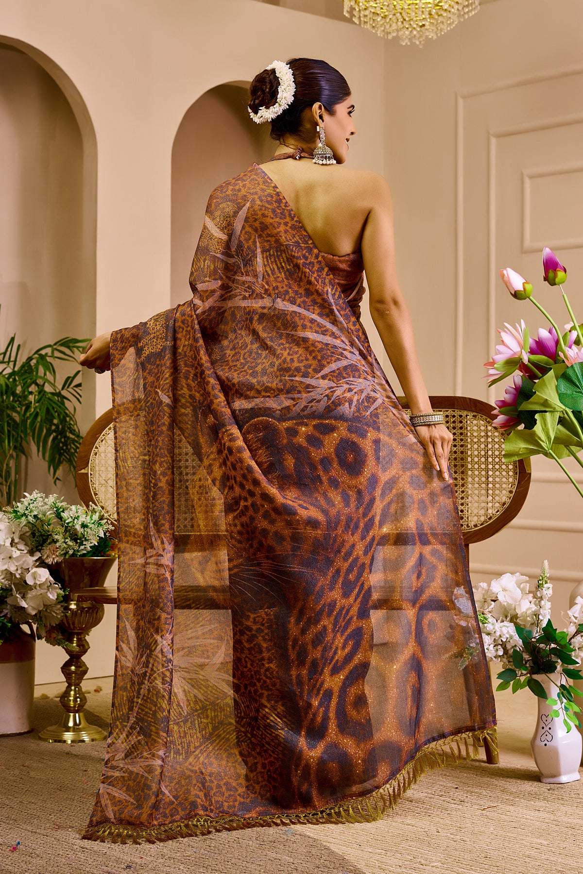 Floral Tissue Handloom Cotton Saree With Zari for Women