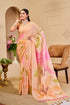 Peach Tissue Cotton Saree With Floral Print for Women