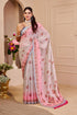 Pink Tissue Cotton Saree With Floral Print for Women